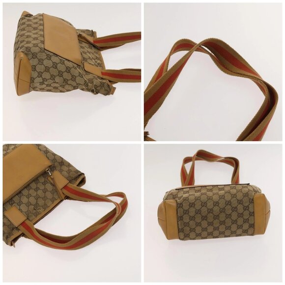 GUCCI GG Canvas Sherry Line Hand Bag 3Set Beige Black Red - Picture 15 of 16